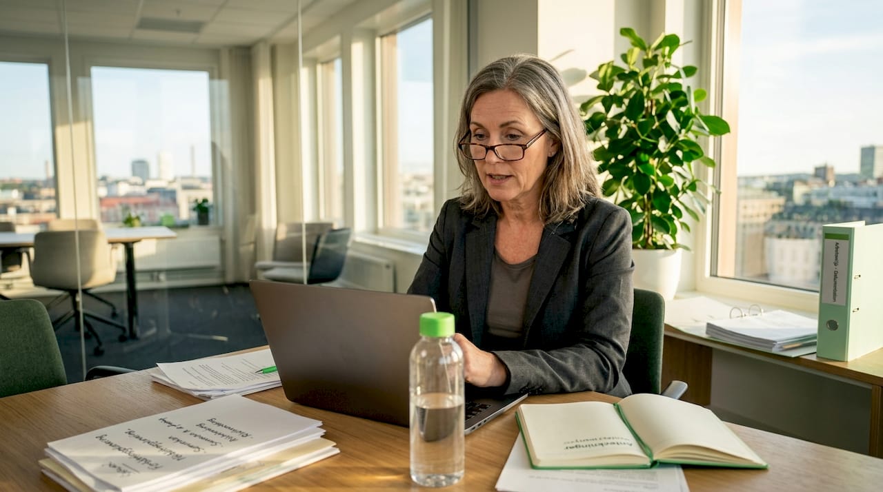 Chef håller digitalt möte om frågor kring arbetsmiljön