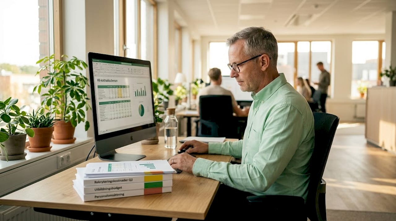 HR-specialist som går igenom och analyserar kostnader kopplade till arbetsmiljön